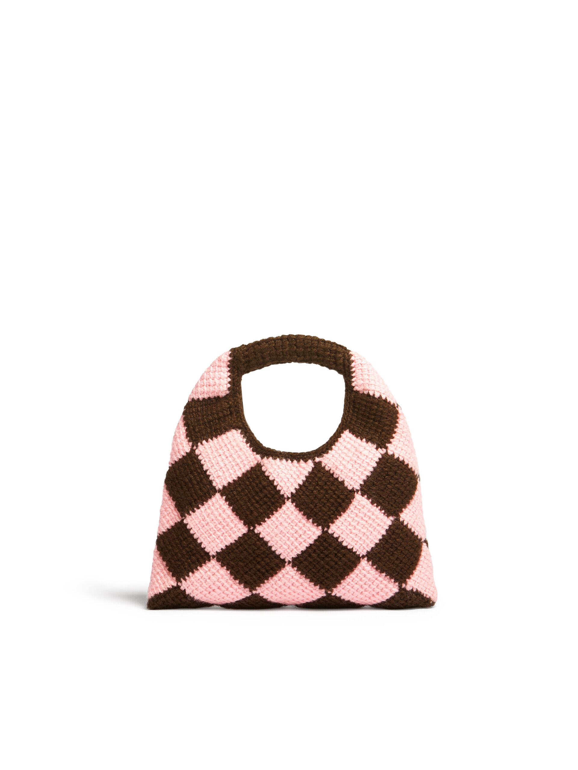 ブラウン&ピンク テックウール製 MARNI MARKET DIAMONDスモールバッグ