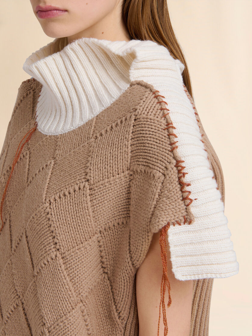 Pull patchwork en laine marron - pulls - Image 5