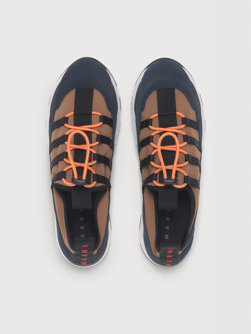 Light brown and blue lycra lace-up sneaker, Image 4