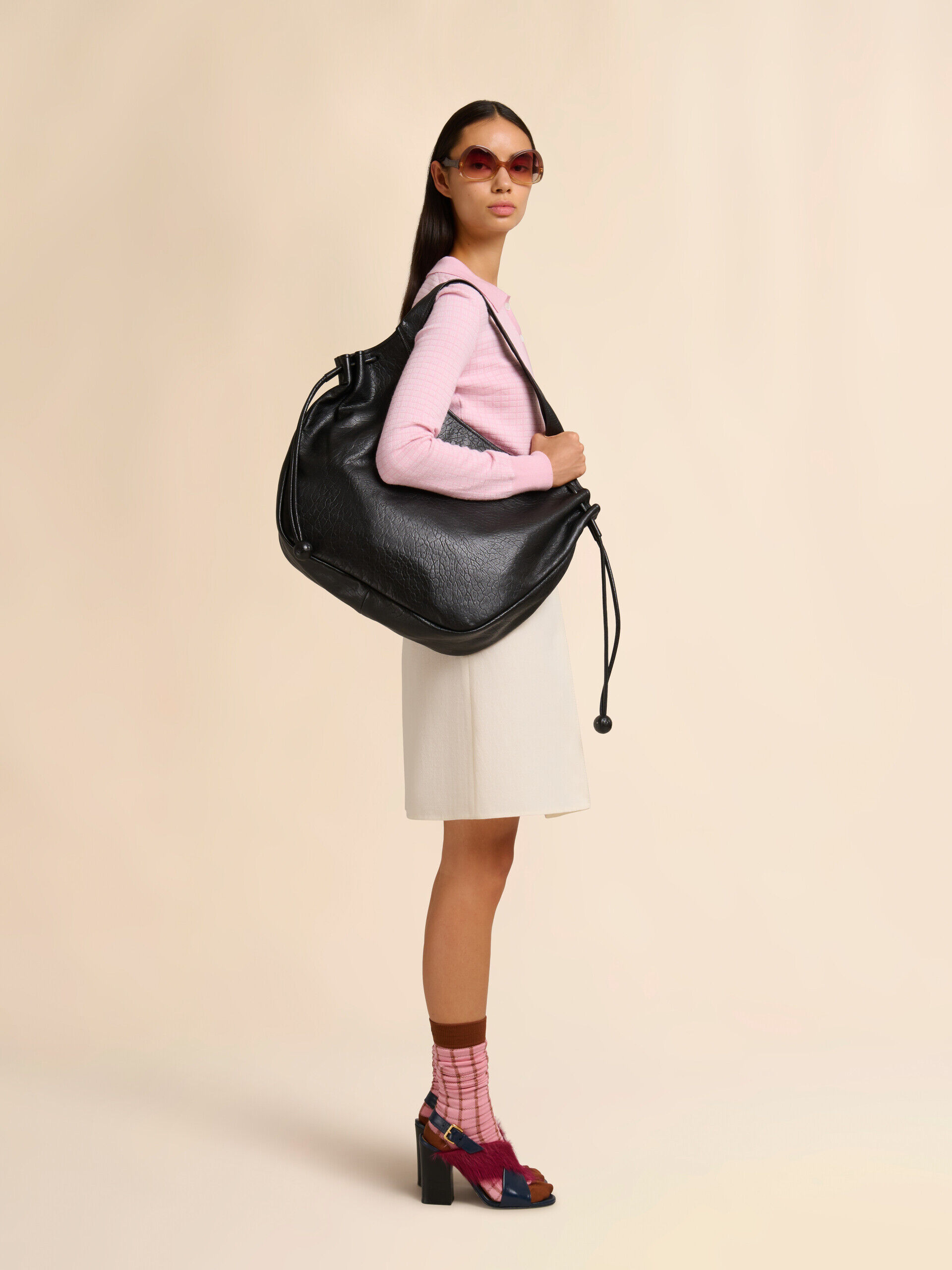 ブラック レザー製 Trunkaroo ミディアムトートバッグ | Marni