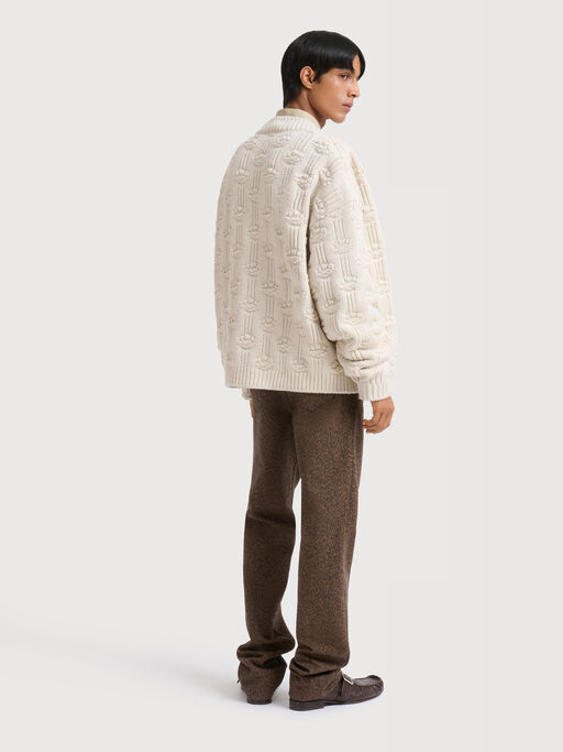 Pantal&oacute;n de lana y algod&oacute;n moulin&eacute; marr&oacute;n - Pantalones