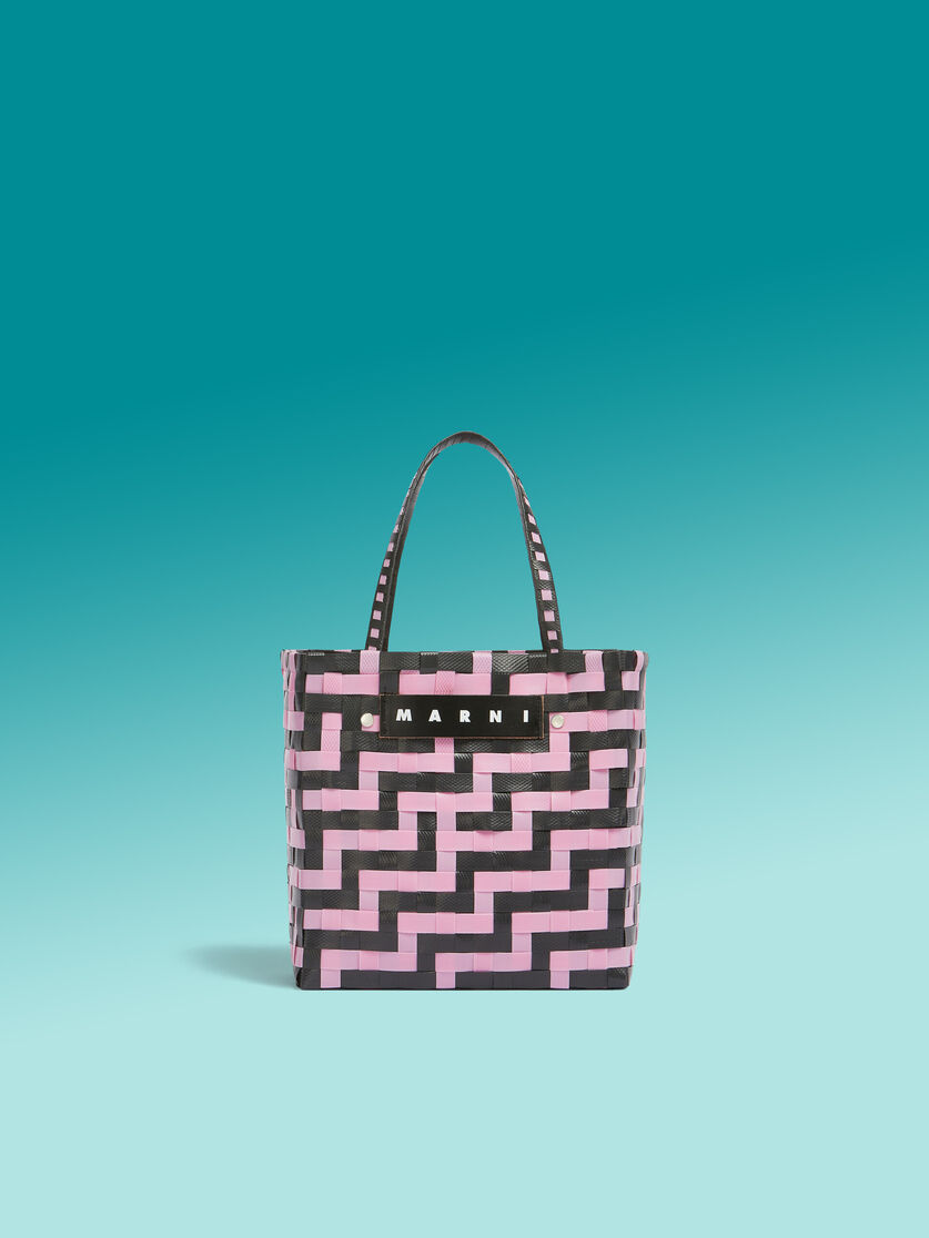 ピンク ブラック チェック MARNI MARKET ミニバスケットバッグ | Marni