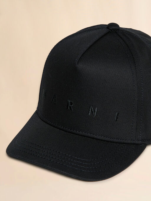 Black cotton baseball cap with embroidered logo - Caps