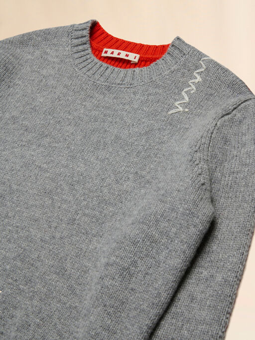 Grey half-and-half wool-nylon jumper - Knitwear
