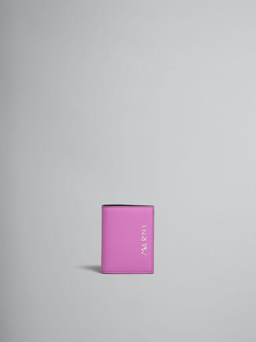 Portefeuille à deux volets en cuir rose avec effet raccommodé Marni - Portefeuilles - Image 1