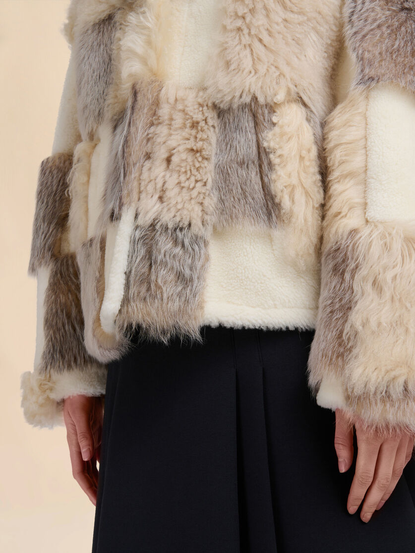 Cream mixed shearling jacket - Jackets - Image 5