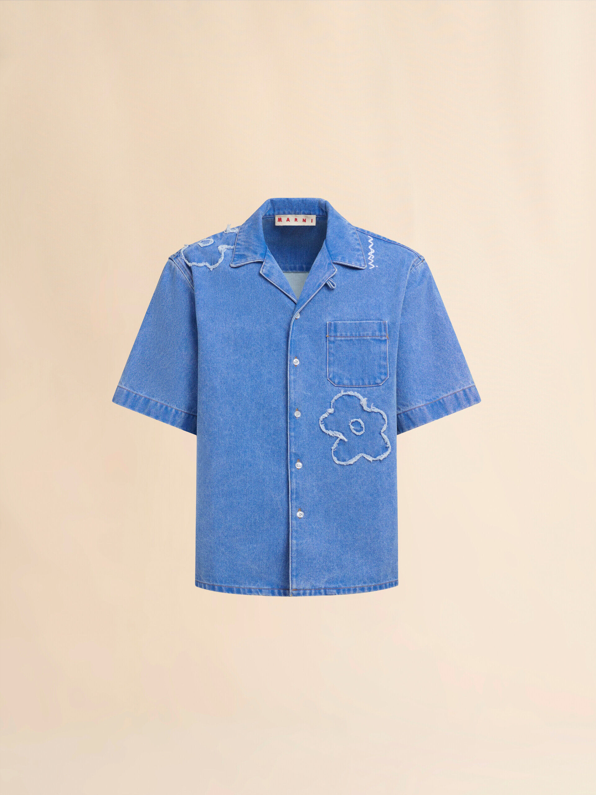 【国内送関税込】MARNI☆デニム ボウリングシャツ セール】FLOWER PATCHED DENIM / ボーリングシャツ（シャツ