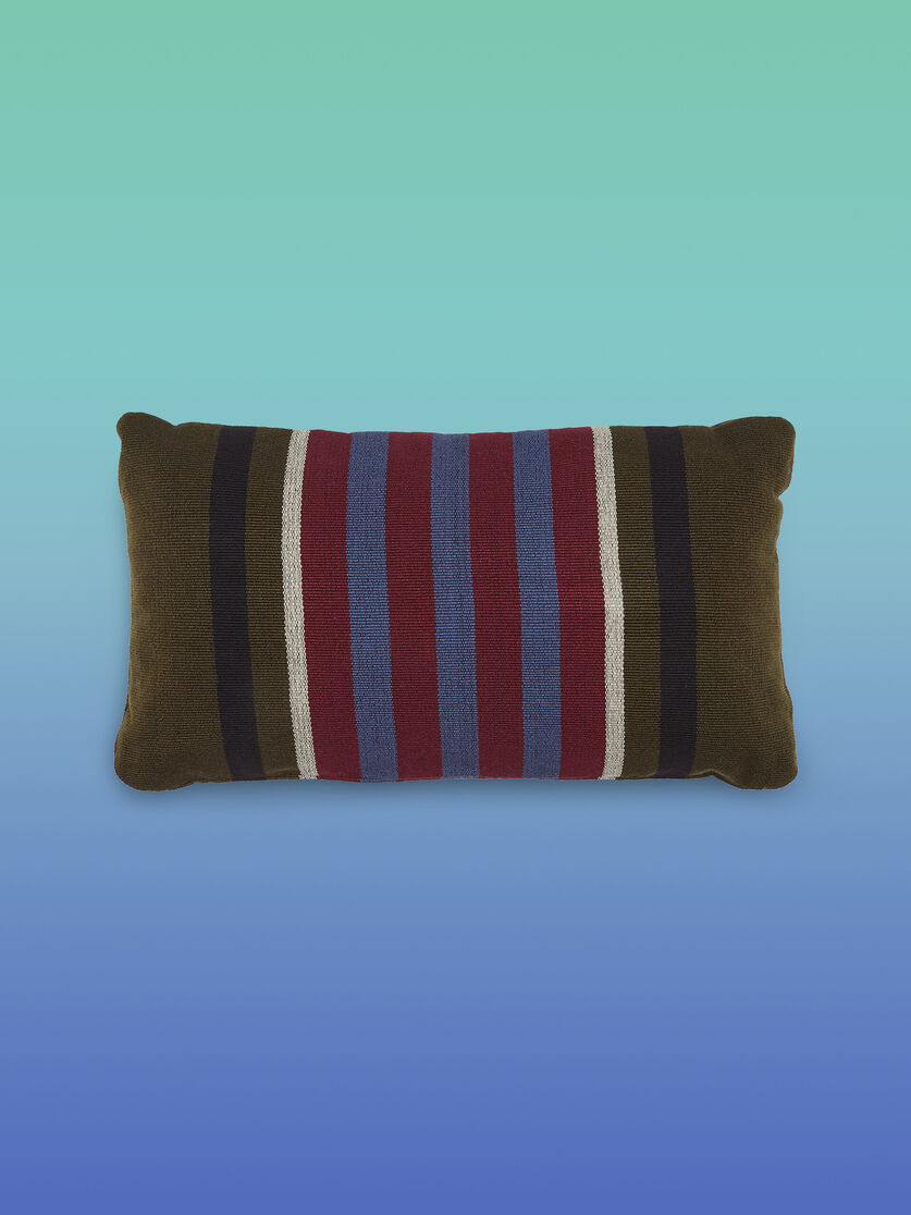 Funda de almohada rectangular MARNI MARKET de poliéster con rayas verticales de color verde, borgoña y azul pálido - Muebles - Image 1
