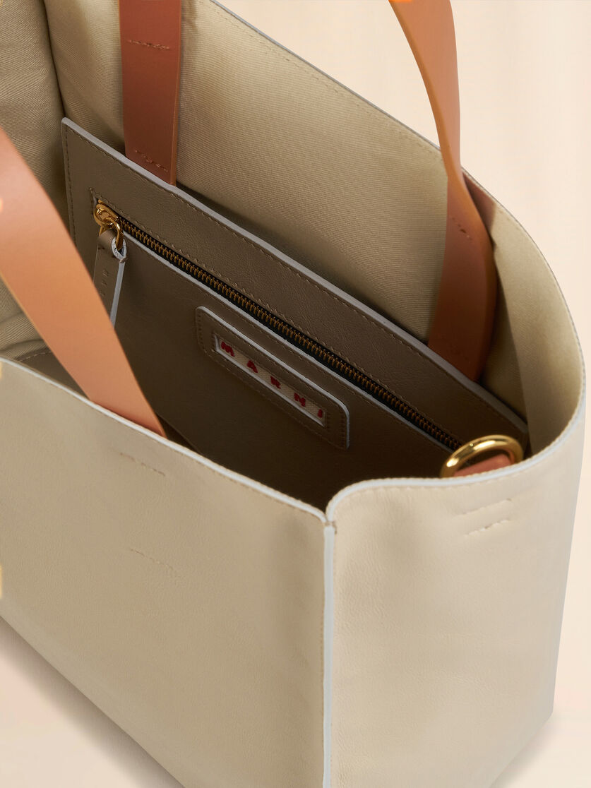 Brown pale blueblack tumbled leather MUSEO SOFT bag - Shopping Bags - Image 3