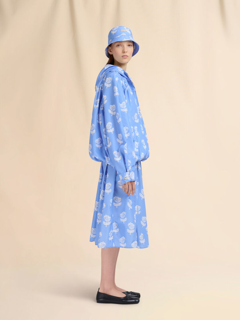 Light blue taffeta bomber with Sprayed Roses print - Jackets - Image 6