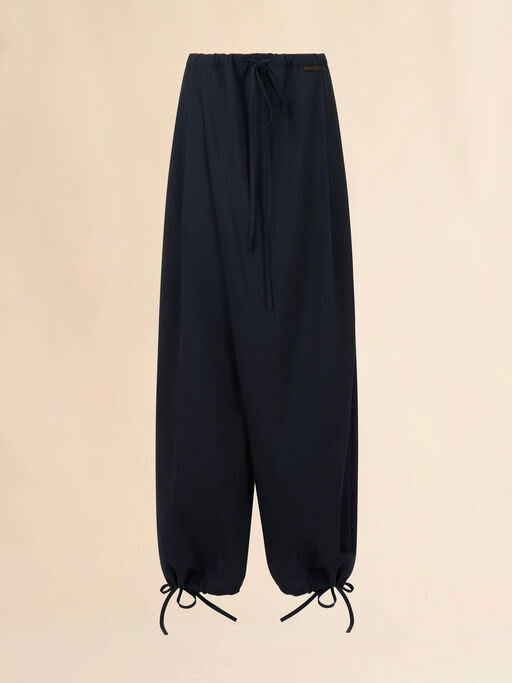 Blue tropical wool drawstring trousers - Pants