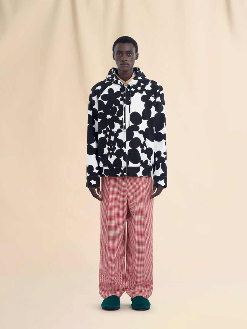 Cotton hoodie with black and white Dillies print - Jackets - Image 2
