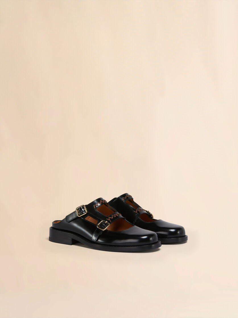 Black leather Bambi 3.0 loafer with double buckle - Sandals - Image 2