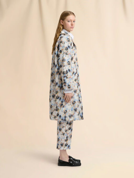 Light blue duchesse trousers with Secret Bouquet print - Pants