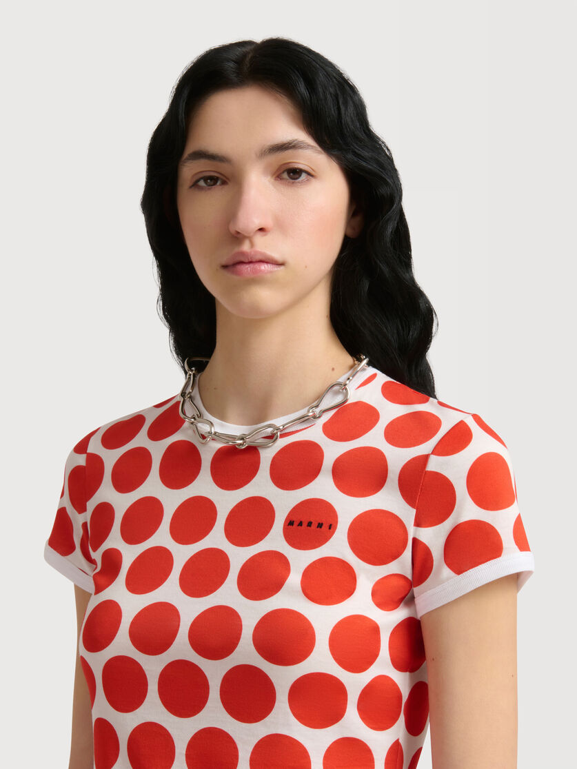 White cotton T-shirt with Polka Rhythm print, Image 5