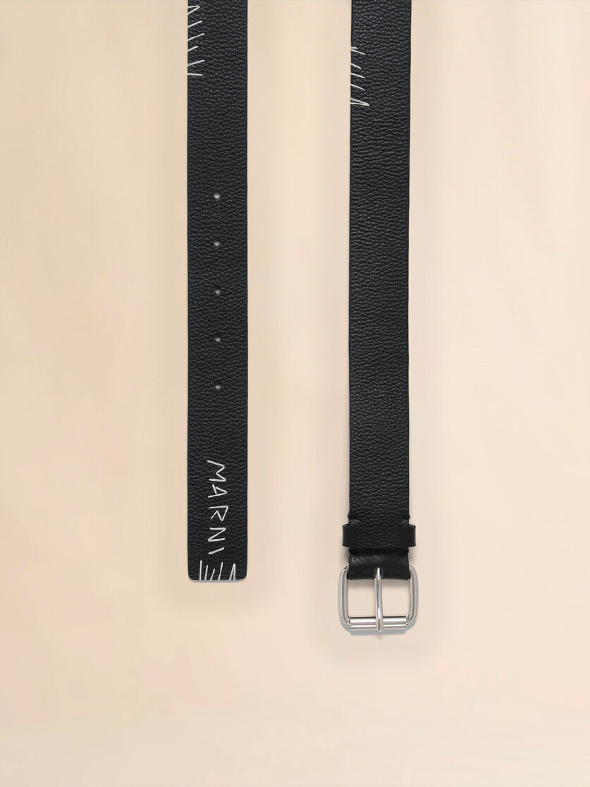 Black leather belt with Marni Mending - Belts - Image 3