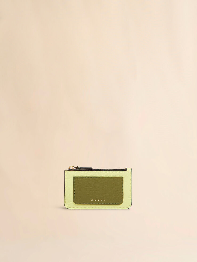 イエロー グリーン ベージュ サフィアーノレザー製カードケース | Marni