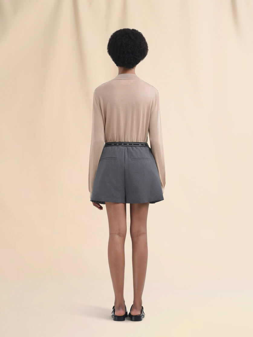 Grey wool shorts with Marni Symbol - Pants - Image 3
