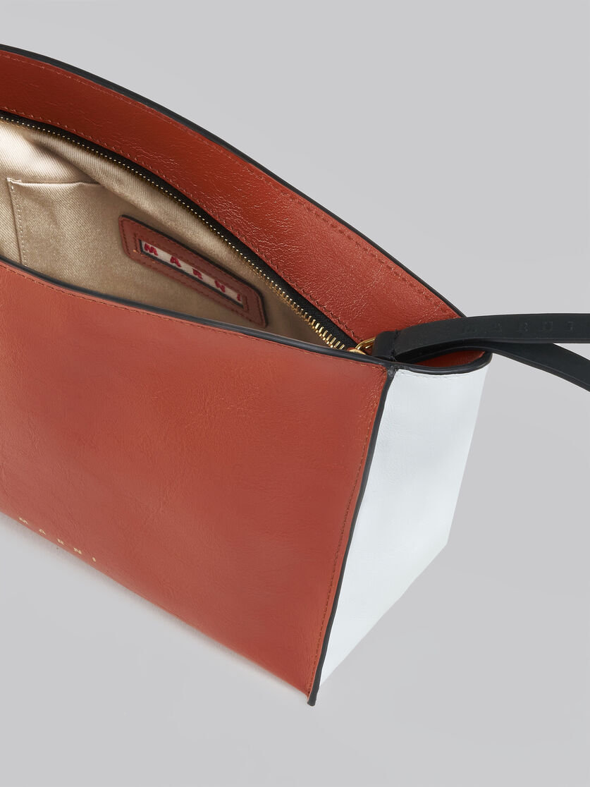 Museo Soft Clutch in brown white and black leather - Pochette - Image 3