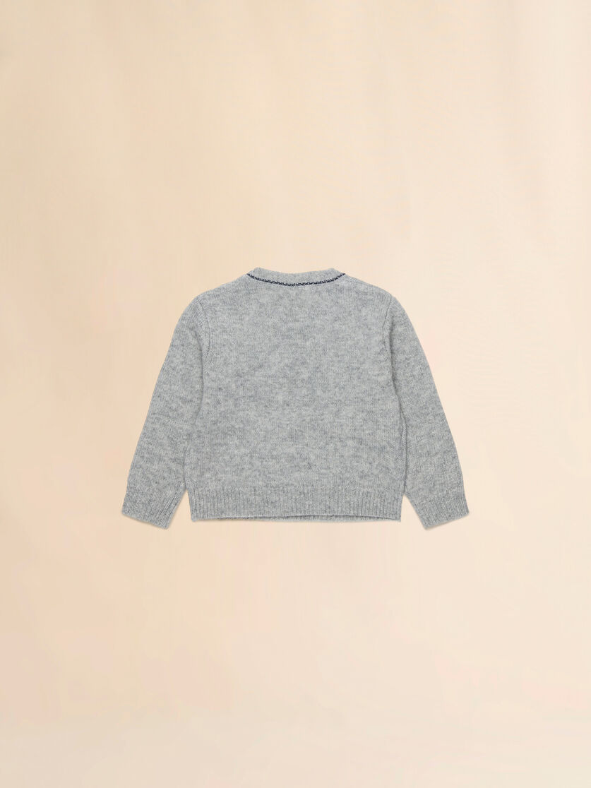 Deep blue wool-cashmere sweater with cursive logo - Knitwear - Image 2