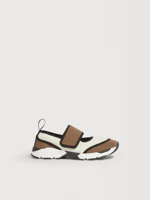 White and light brown lycra Mary Jane sneaker - Sneakers