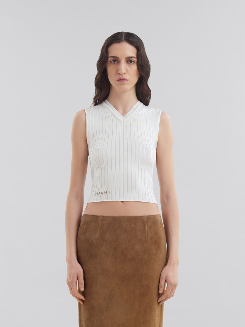 White ribbed viscose vest | Marni