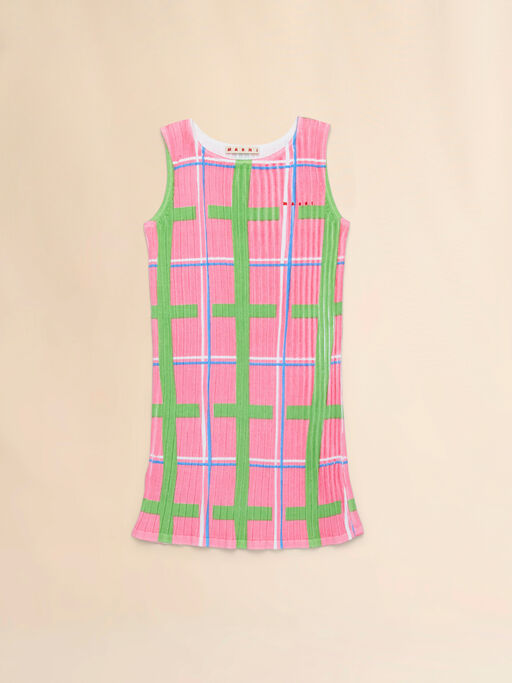 Pink knit sheath dress with Check print - Dresses