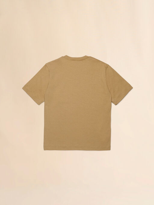 Beige cotton T-shirt with embroidered logo - T-shirts