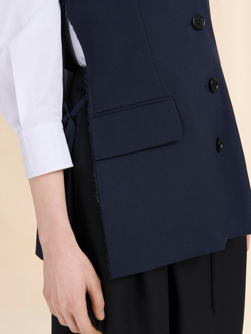 Gilet in lana blu scuro - Gilet - Image 5