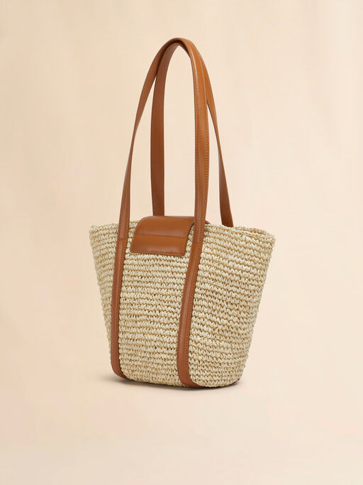 Kleine Strandtasche Trunkaroo aus natürlichem Stoff in Bast-Optik - Shopper