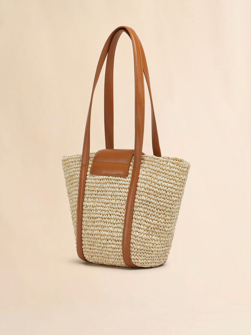 Tote bag da spiaggia Trunkaroo piccola in tessuto effetto rafia nera - Borse shopping - Image 3
