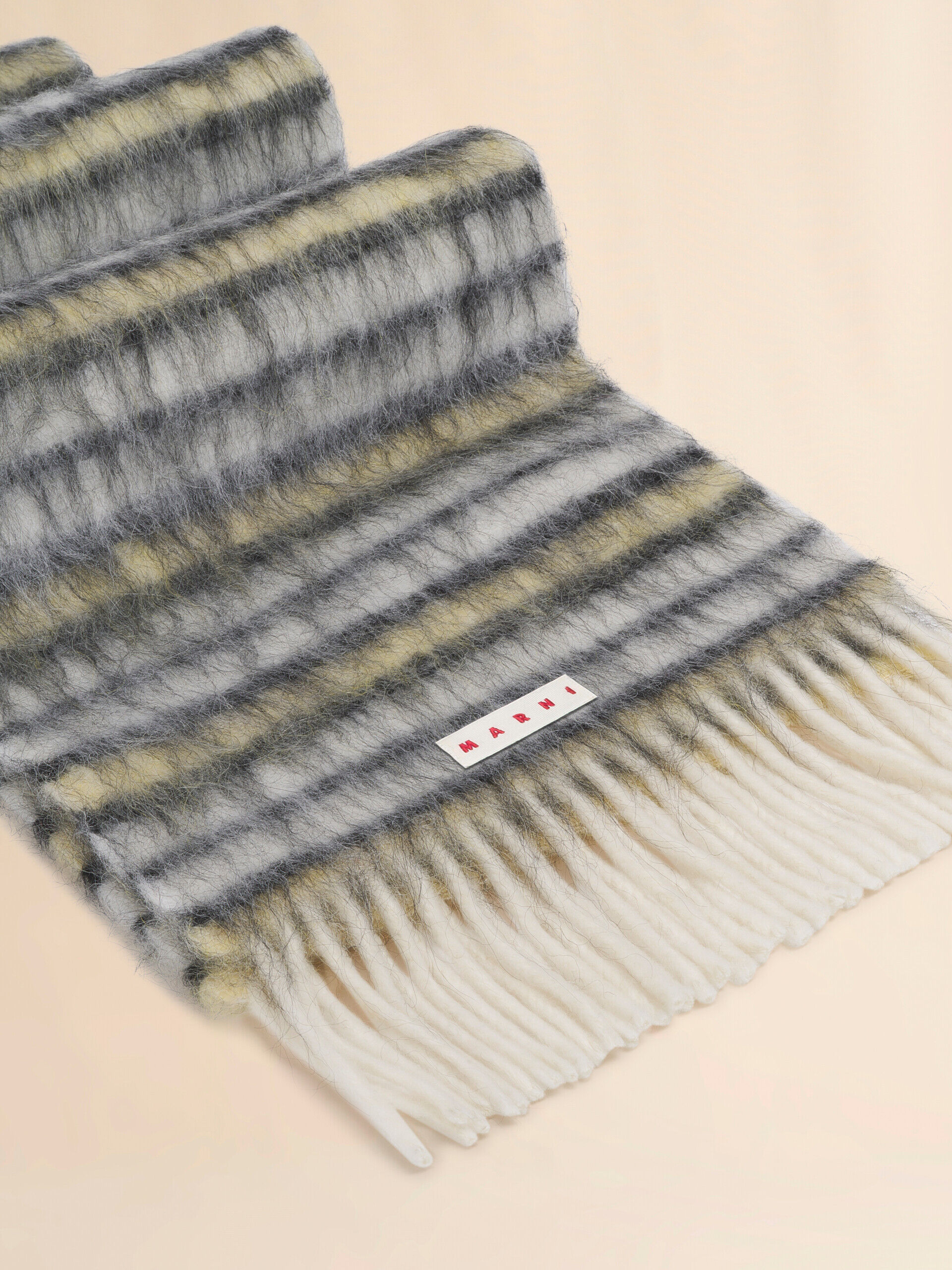 White wool and mohair scarf with striped pattern | Marni