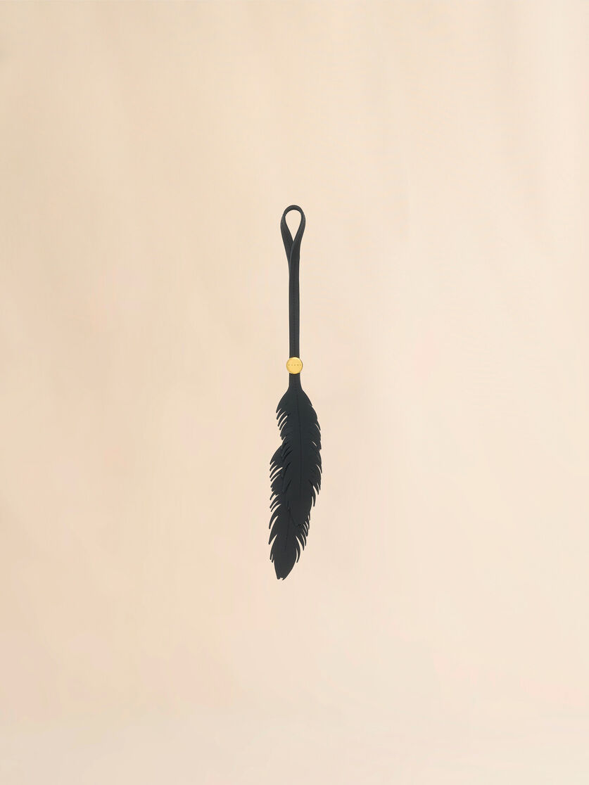 Black leather feather charm - Key Rings - Image 1