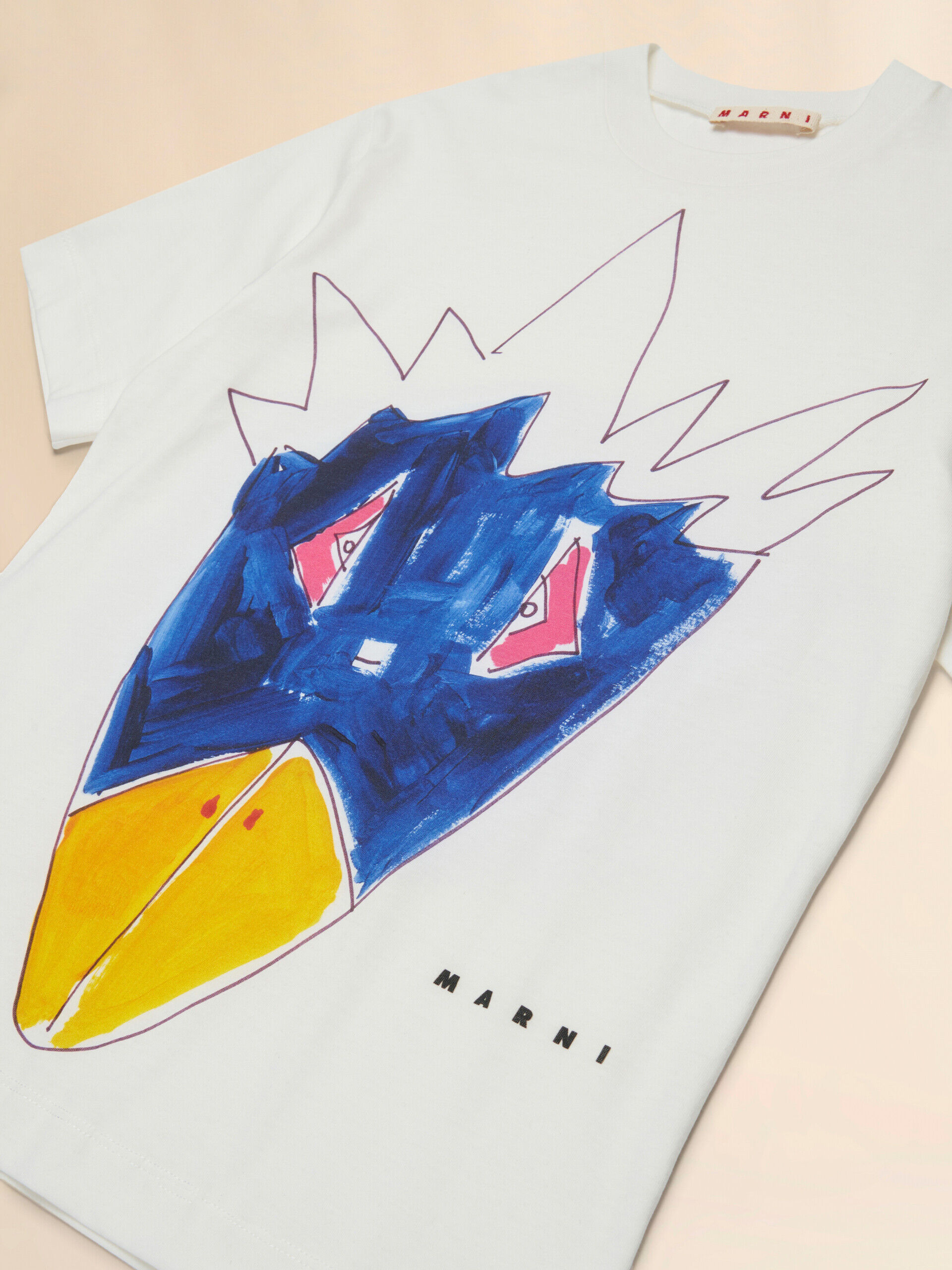 Off-white cotton T-shirt with Soggetti Animali print | Marni