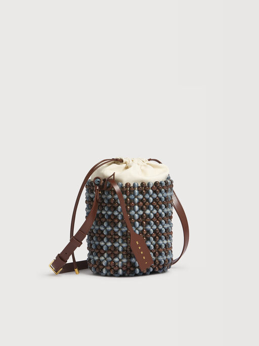 Sac Beads bleu et marron - Sacs port&eacute;s &eacute;paule
