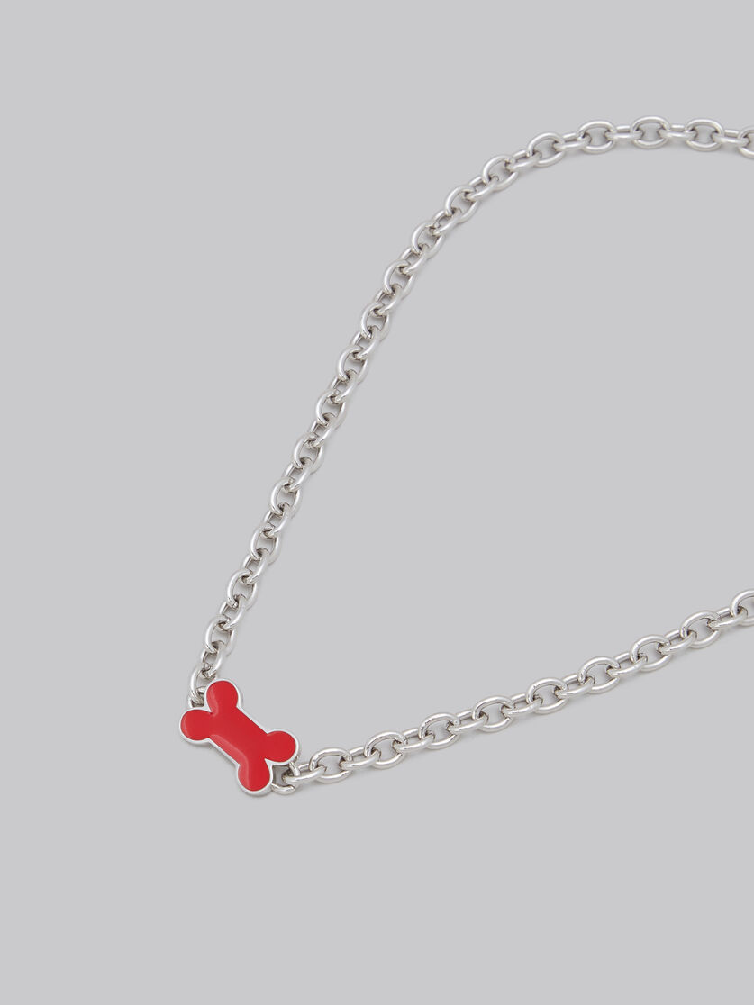 Chain necklace with red enamelled bone - Necklaces - Image 2