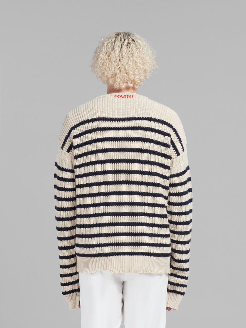 Maglia a righe in lana e cotone bianco - Pullover - Image 3