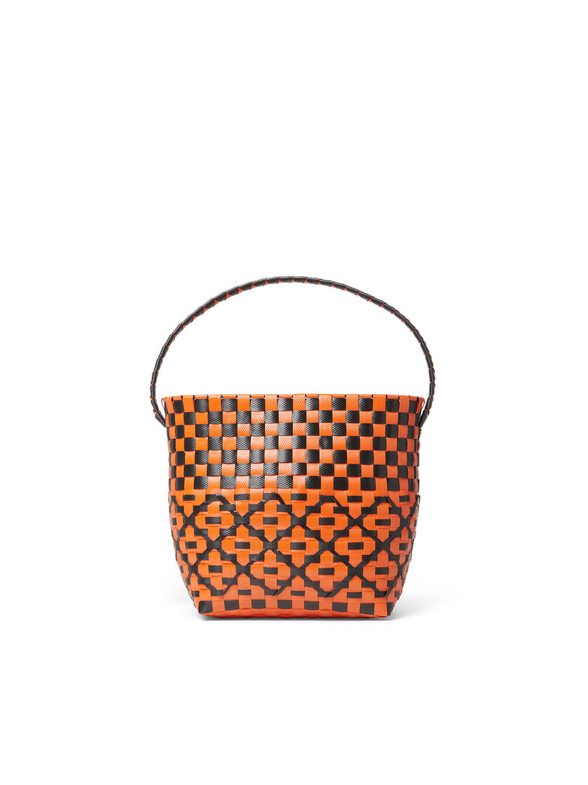 MARNI MARKET OVAL BASKET bag in orange and black woven material - Shopping Bags - Image 3