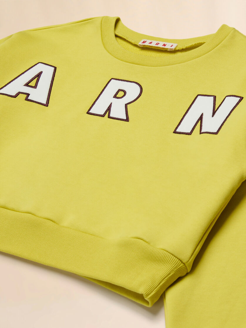 Pink cotton cropped sweatshirt with embroidered logo - Sweaters - Image 3