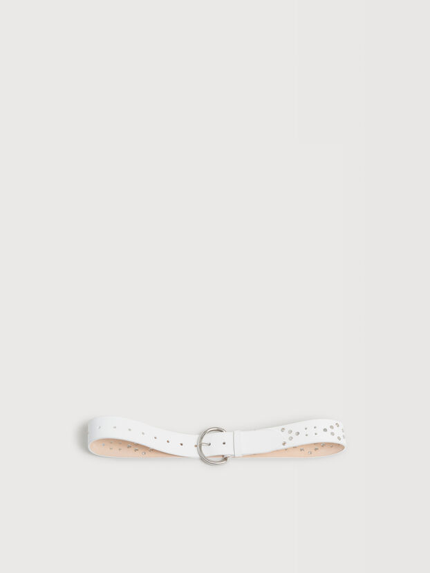 White leather belt with studs - Belts