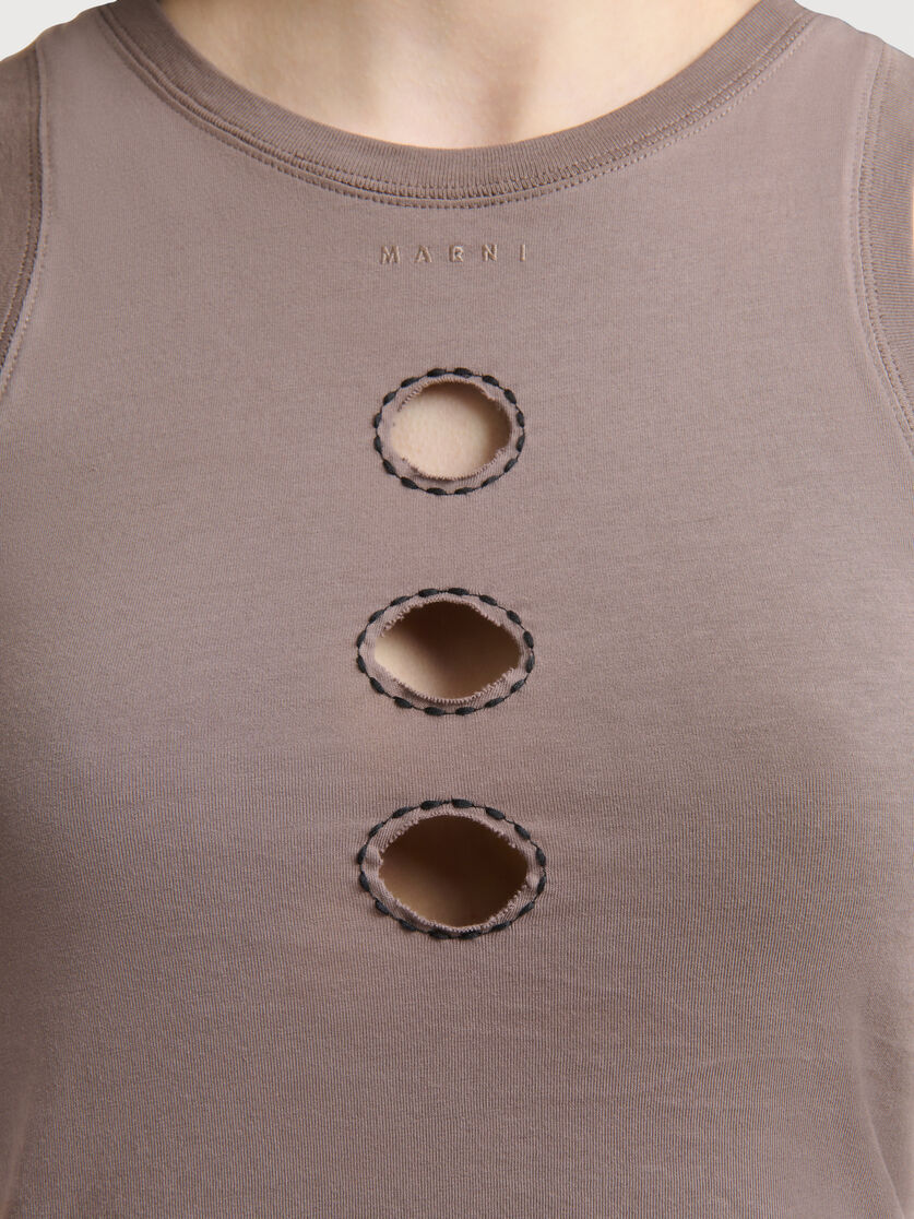 Grey cotton tank top with cut-out polka dots, Image 5
