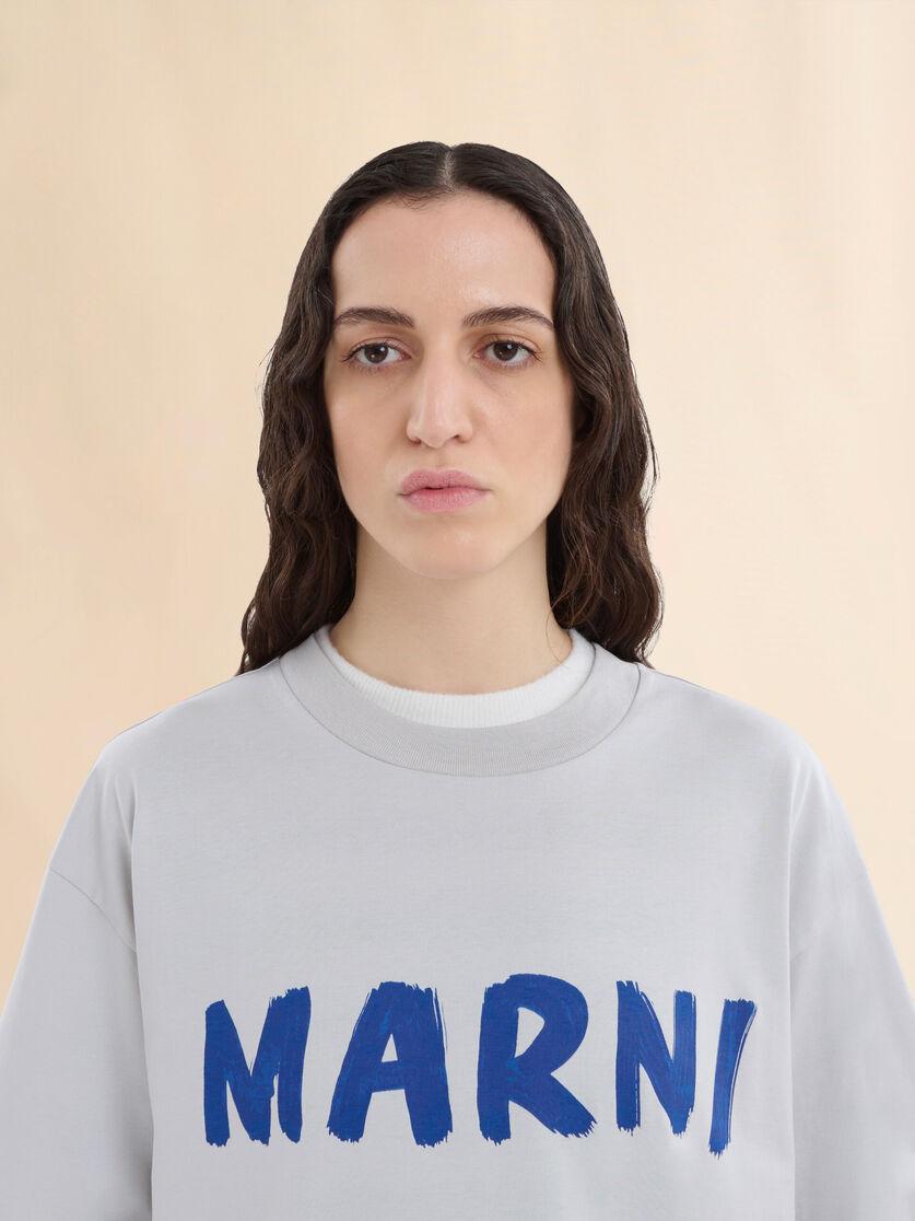 Blue organic cotton T-shirt with logo - T-shirts - Image 4