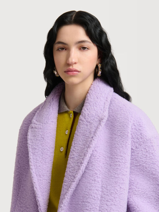 Purple wool-mohair teddy oversized coat - Coats