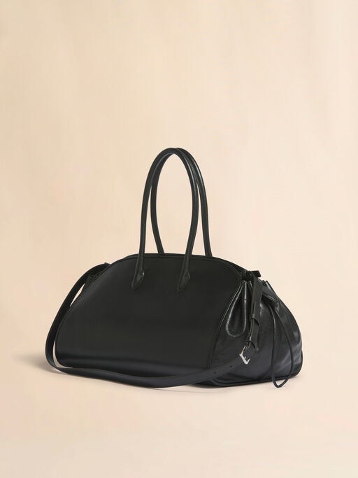 Black leather Tulipea medium top-handle - Handbags