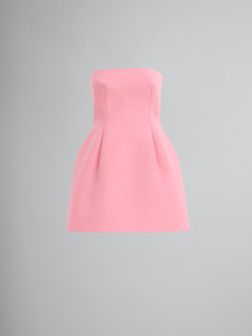 Mini-robe sans bretelles en cady rose - Robes - Image 1