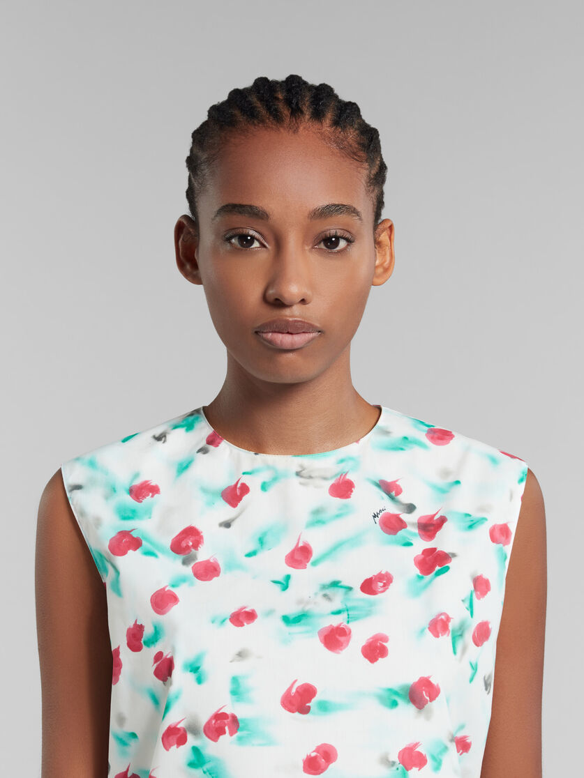 White poplin sleeveless top with Reverie print - Shirts - Image 4