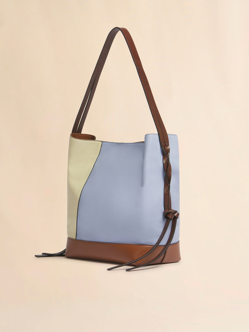 Blue cream and brown leather Pod 2.0 small hobo bag, Image 3