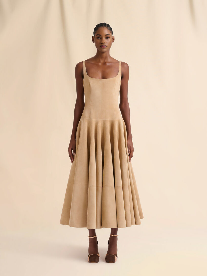 Camel suede bustier dress - Dresses - Image 2