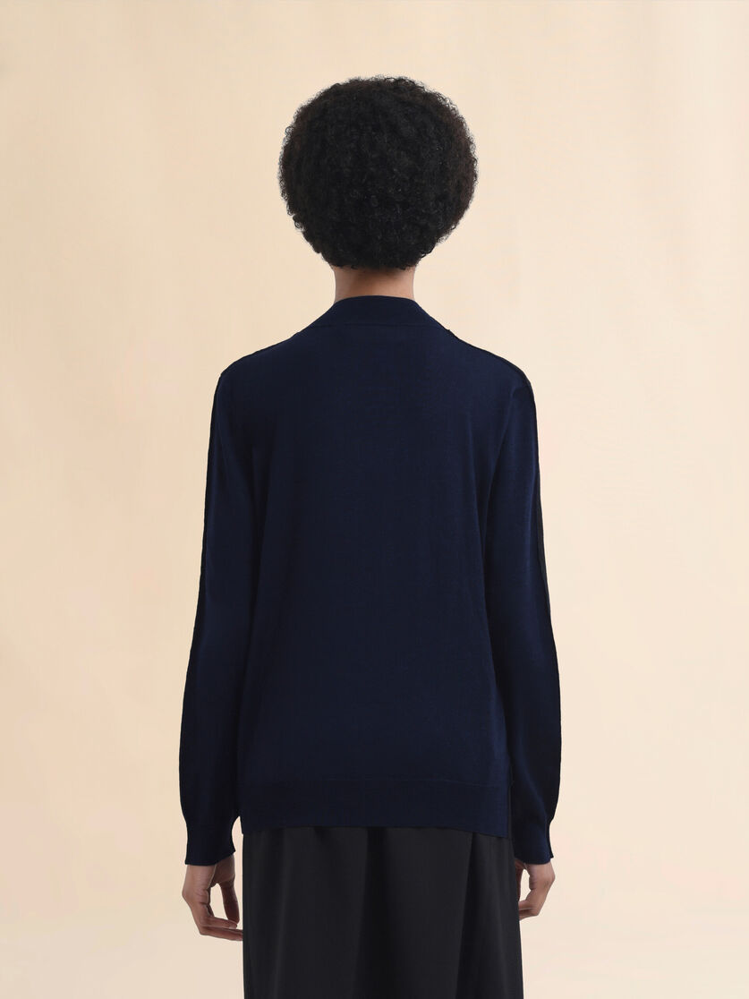 Black crew neck knitted jumper with contrasting back panel - Pullovers - Image 3