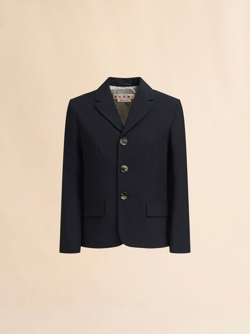 Veste noire en laine mélangée - Manteaux - Image 1